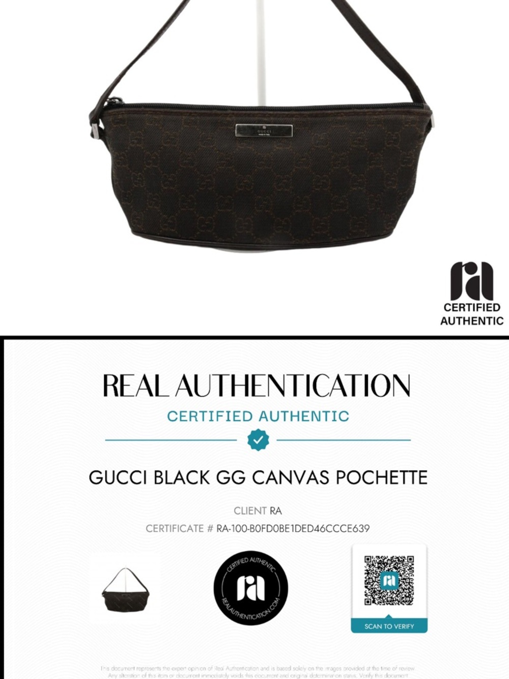 Gucci Black GG Canvas Pochette - Picture 4 of 5